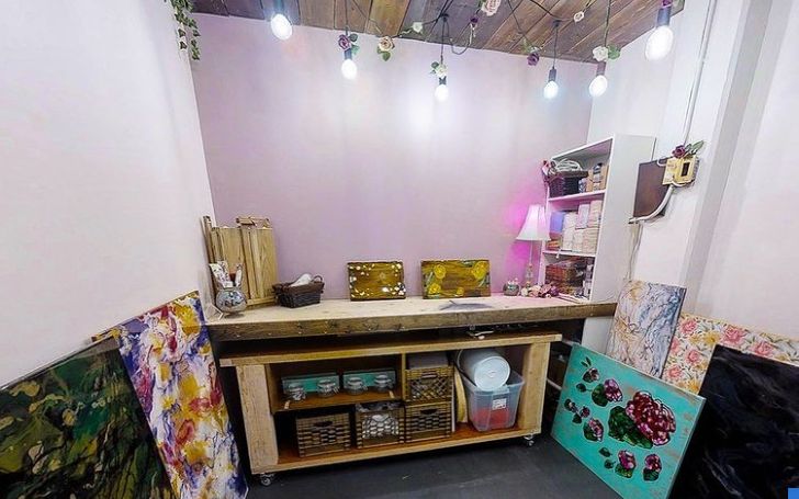 Lisa Marie Tasker has an art studio in her office.